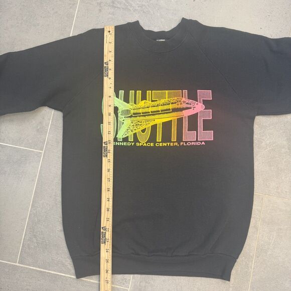 Vintage 1980's Shuttle Kennedy Space Center Sweatshirt Men’s XL Neon Raised - Picture 4 of 7